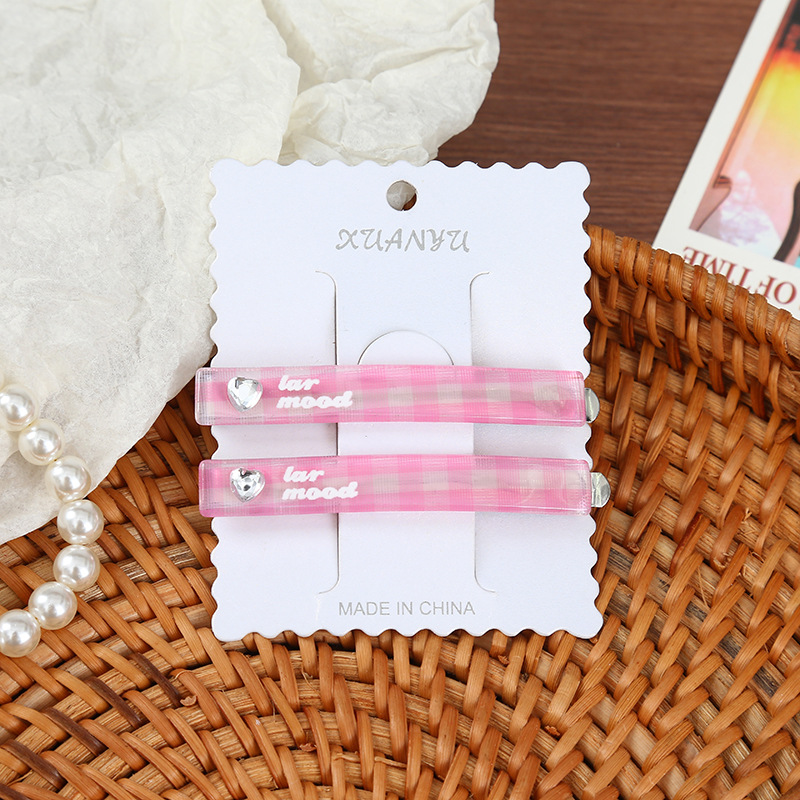 彩色爱心水钻一字发夹 高级感碎发刘海夹侧边夹百搭马尾夹批发详情8