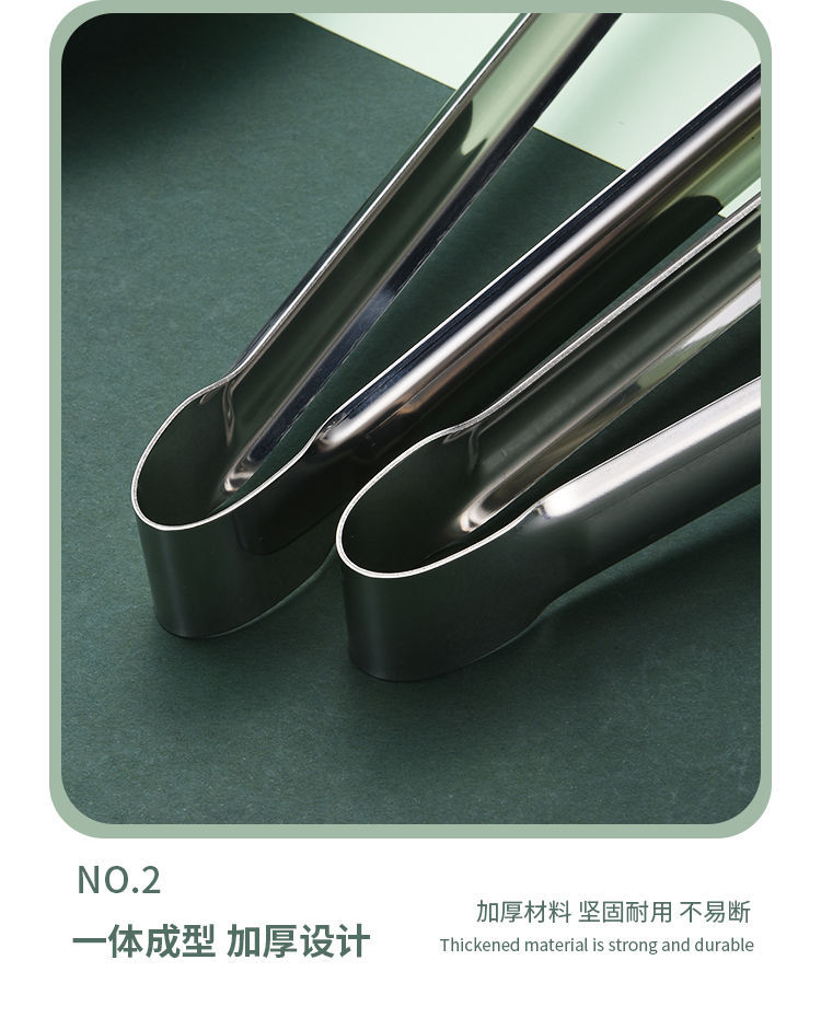 不锈钢食品夹子厨房烤肉烧烤煎牛排家用防烫面包食物加厚商用夹菜详情10