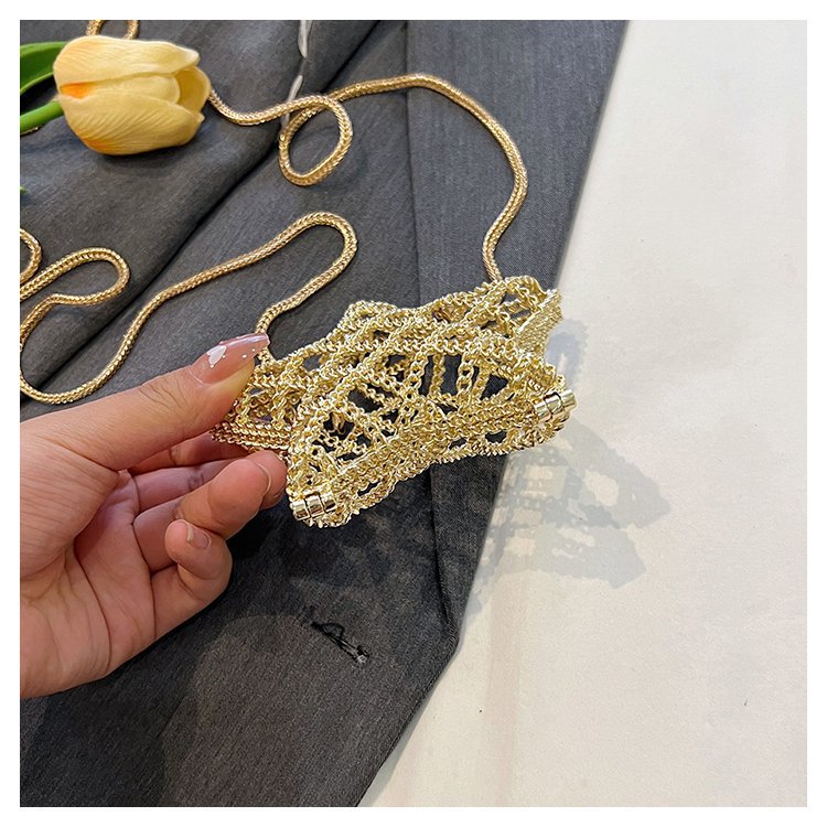 跨境2024夏新款小香风镂空金属星星包晚宴包单肩斜挎气质链条女包详情42