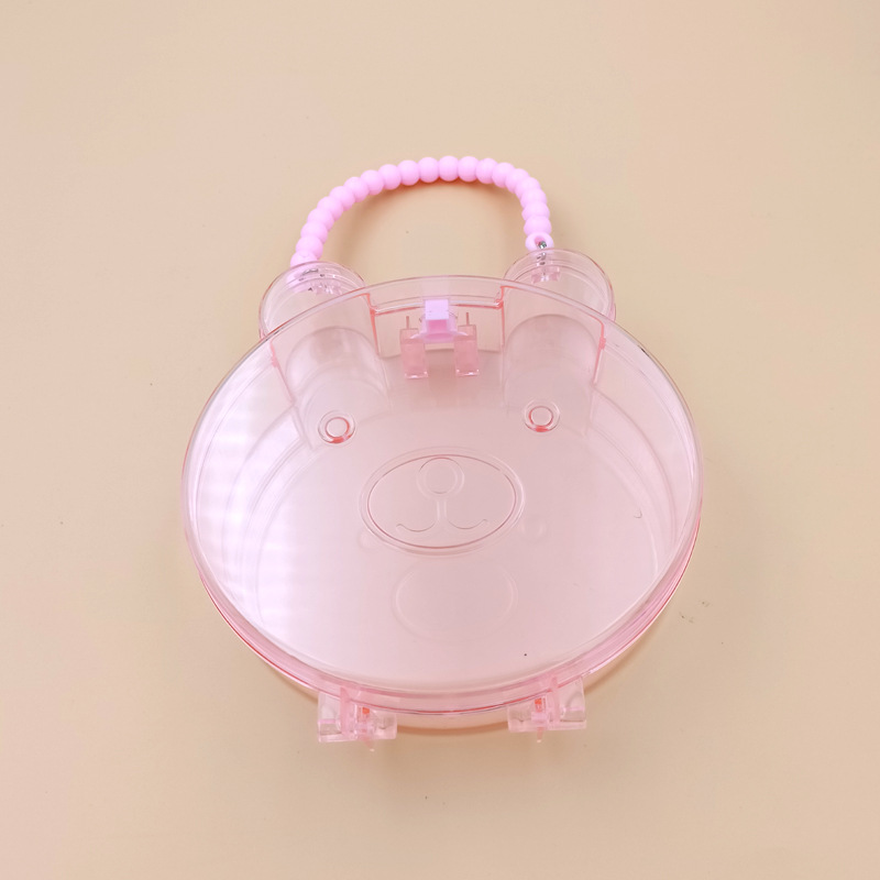 儿童DIY手工塑料透明收纳盒手提盒可爱卡通亚克力玩具盒化妆盒详情7