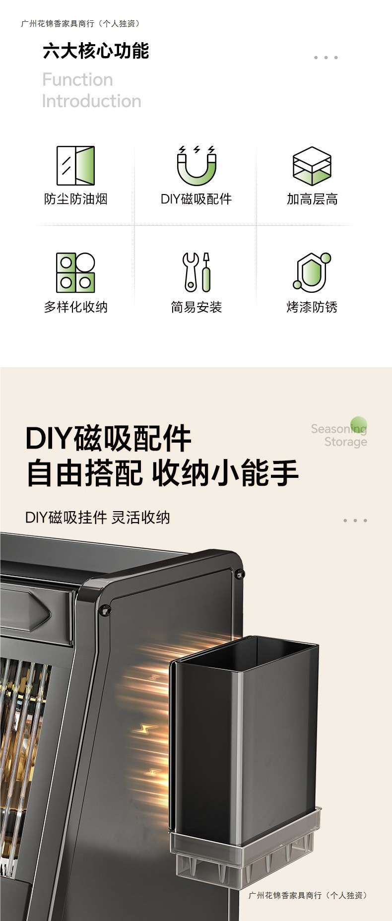 厨房调料收纳盒置物架家用多功能带盖油盐酱醋调味品密封台面柜箱详情4