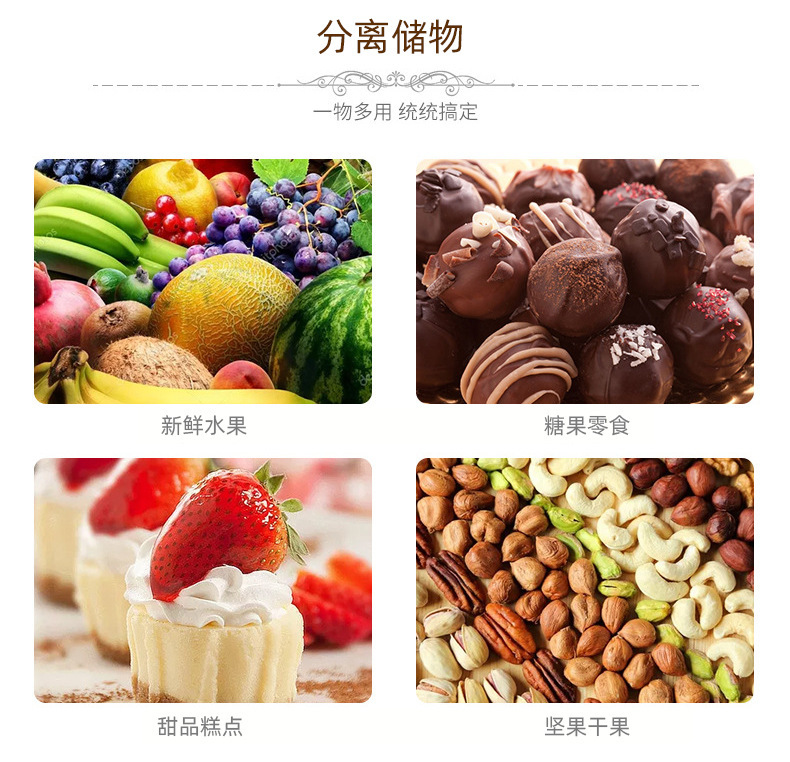 欧式水果盘子五格客厅茶几果盘高档果盘精美金色花纹收纳果盒详情5