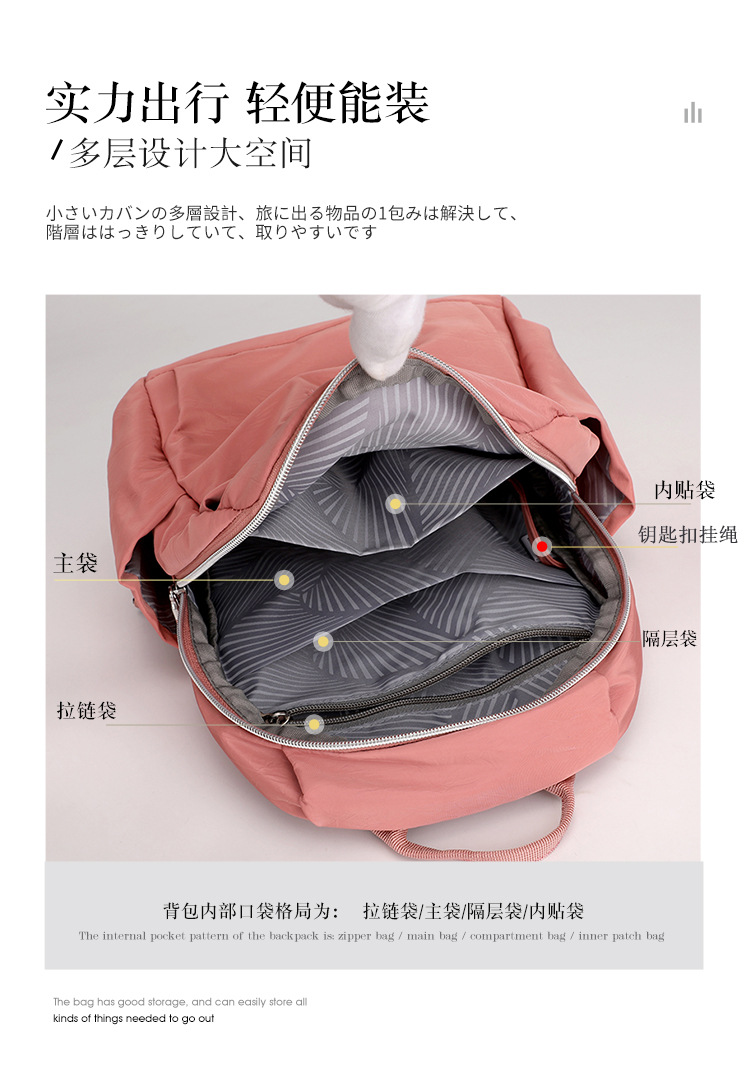 大容量双肩包女士时尚潮流韩版背包防泼水出行旅行包情侣韩版书包详情13