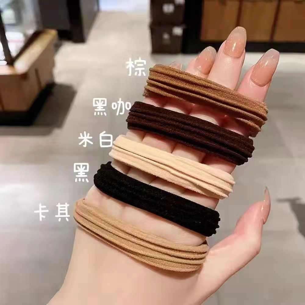 High-elasticity Maillard hair ties, durable rubber bands for tying hair, high ponytail hair bands, simple and elegant headwear for sale pic 6