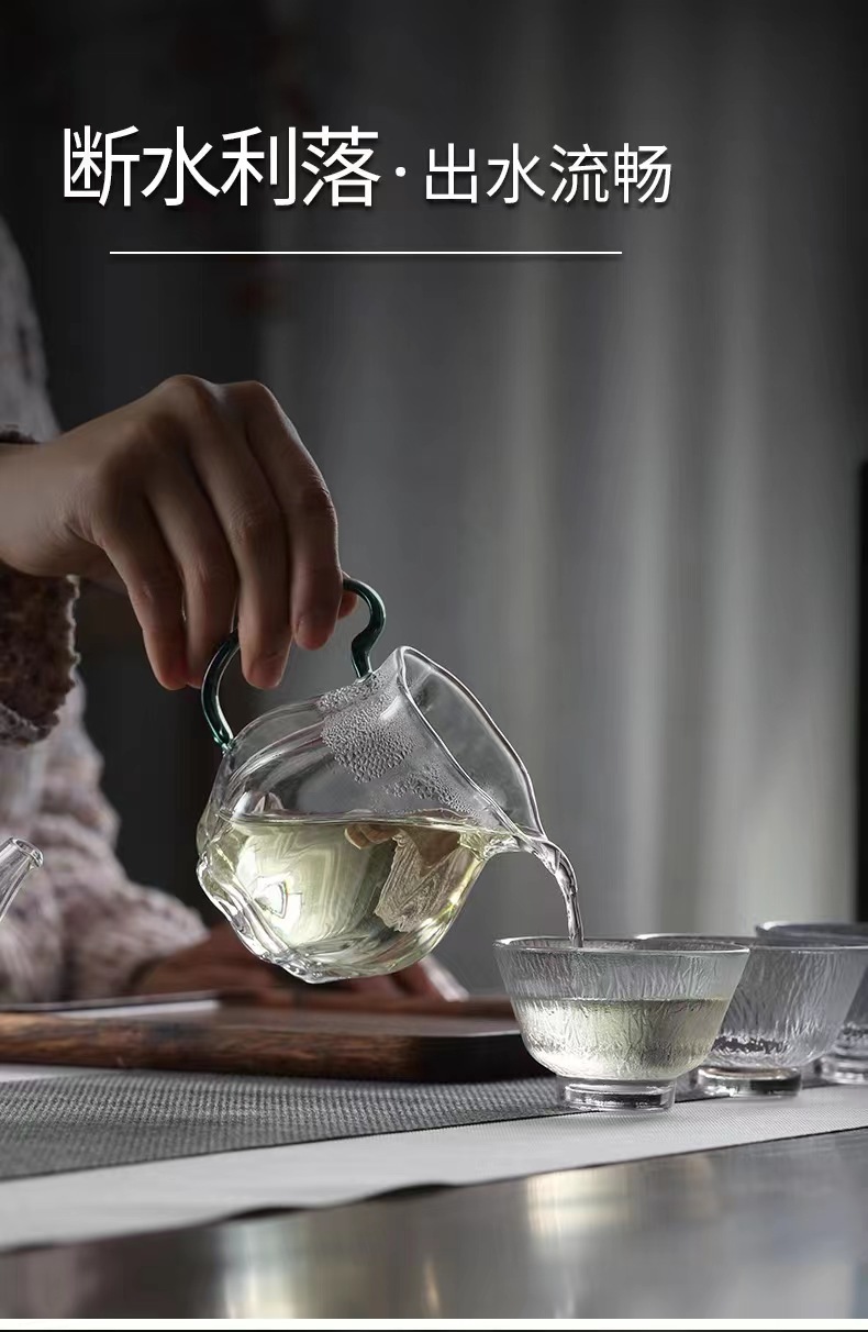 日式瓜棱公道杯高硼硅玻璃杯高端公杯分茶器泡茶功夫茶具茶海茶杯详情10