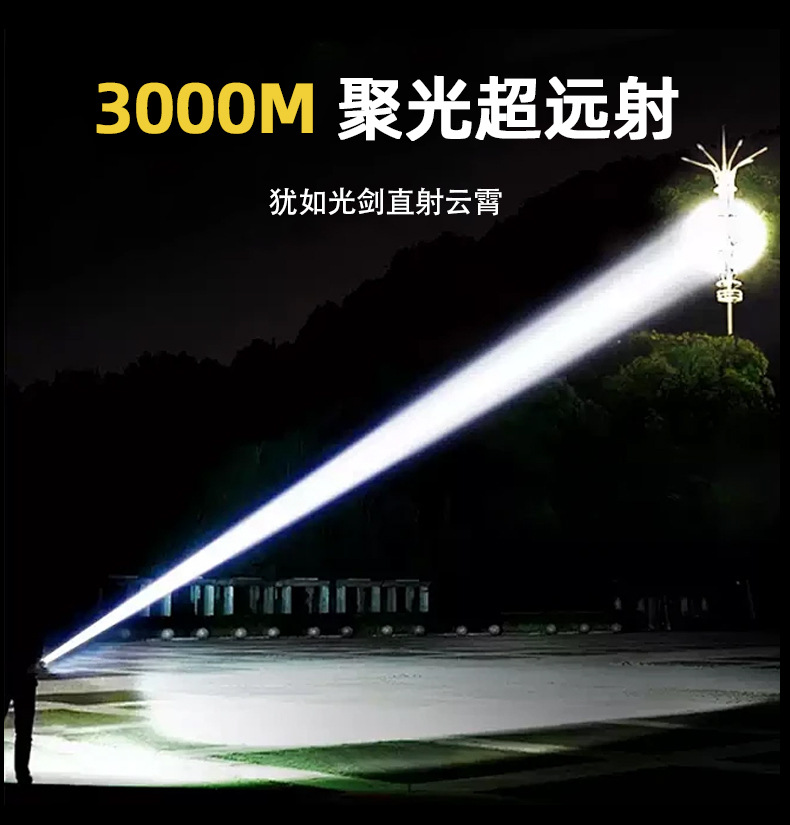 白激光工作灯伸缩变焦大功率手电筒炫彩荧光警示维修灯汽持久续航详情6