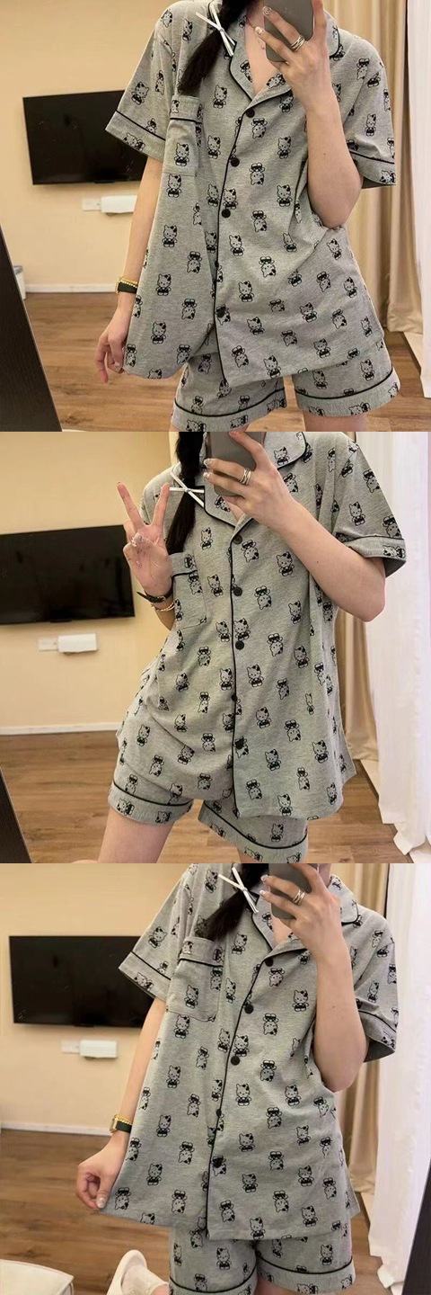 ins Fresh pajama women Summer short sleeves and shorts Korean cardigan plus-size Korean Japanese-style home wear two-piece set pic 62