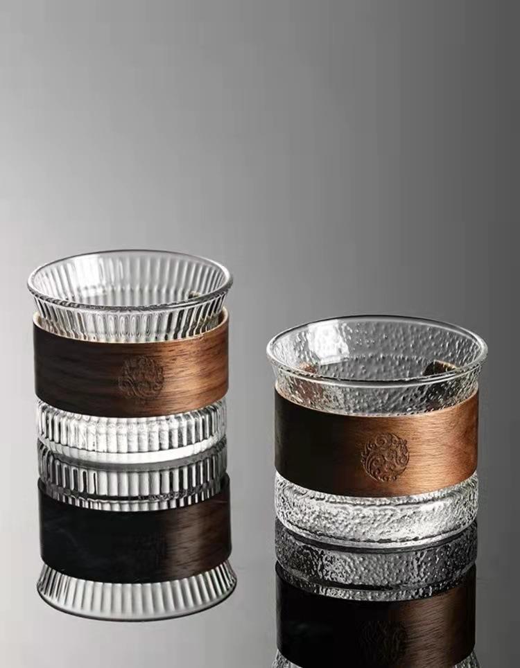 日式竖纹玻璃茶杯防烫隔热茶具泡茶公道杯茶器个人主人杯功夫茶详情8