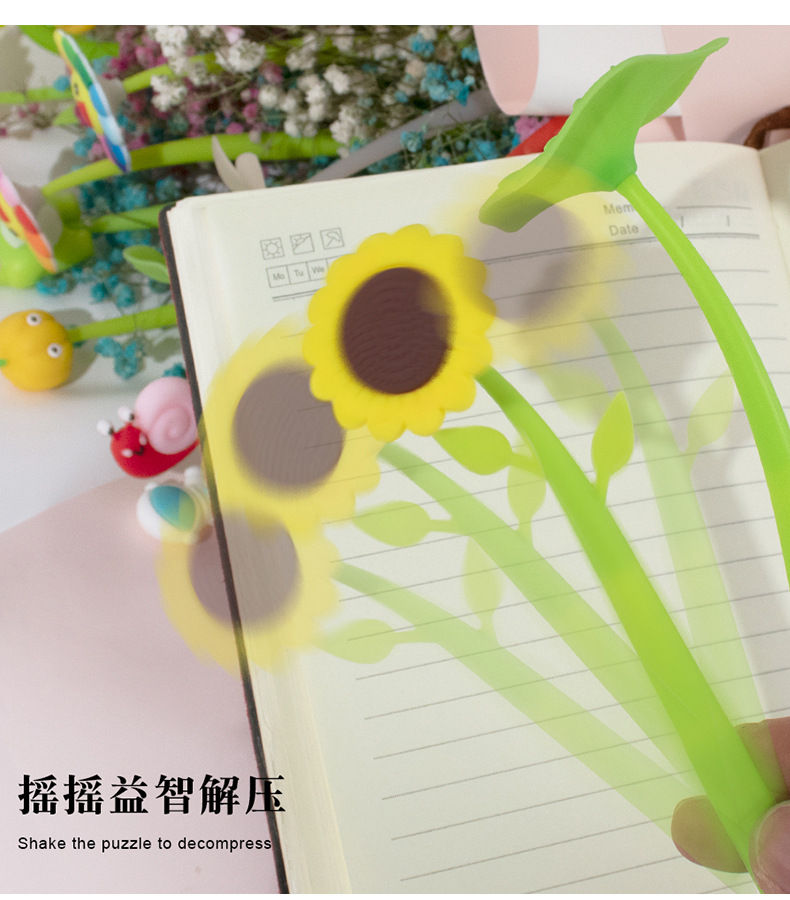 Cute cartoon stress-relieving gel pens, student creative stationery, silicone swing pens, stress-relieving pens wholesale pic 7