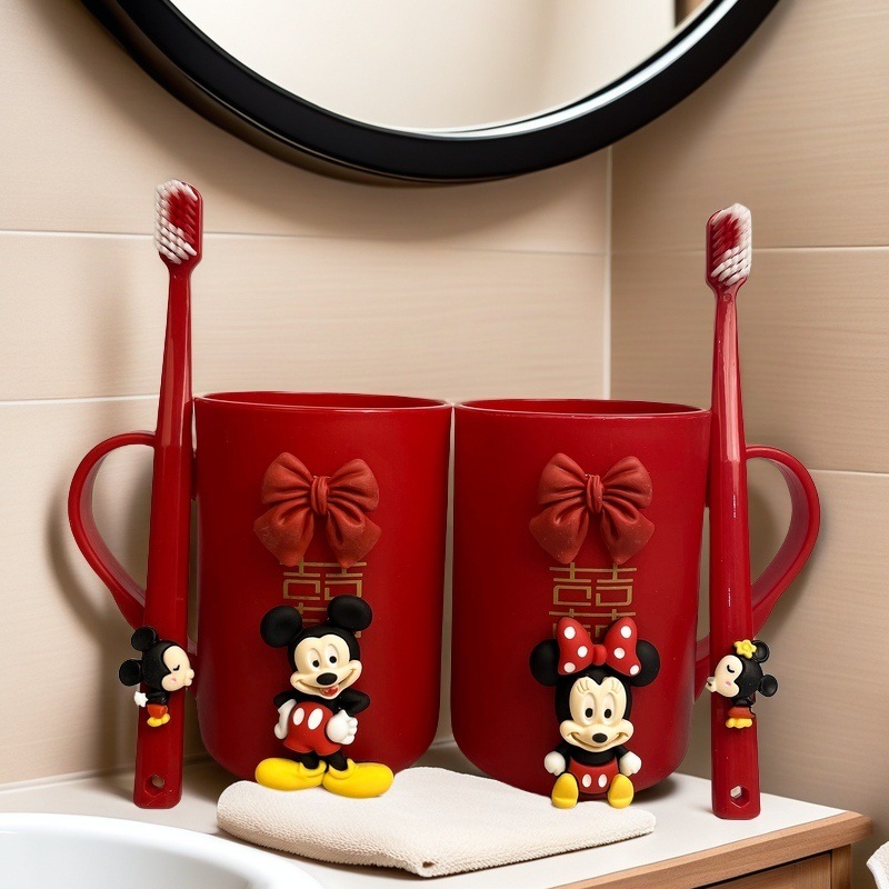 结婚香皂盒一对红色肥皂盒双喜新婚陪嫁妆漱口杯牙刷牙膏婚庆用品详情4