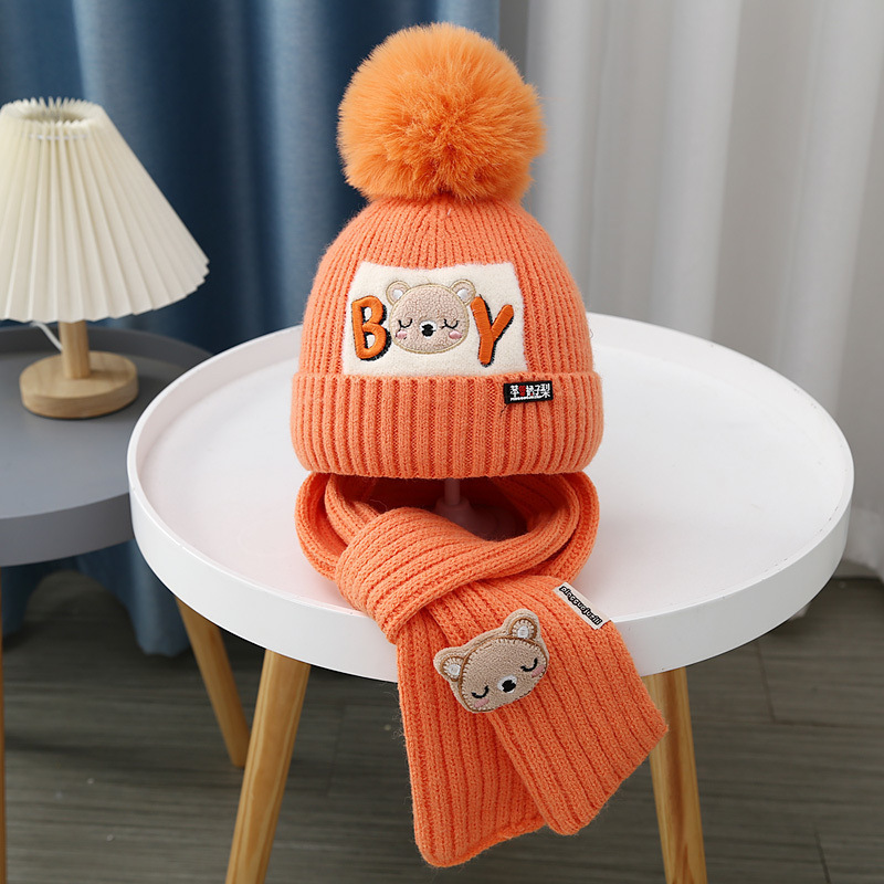 源头货源秋冬儿童帽子男孩小熊毛线帽女童针织加棉保暖宝宝帽子详情17