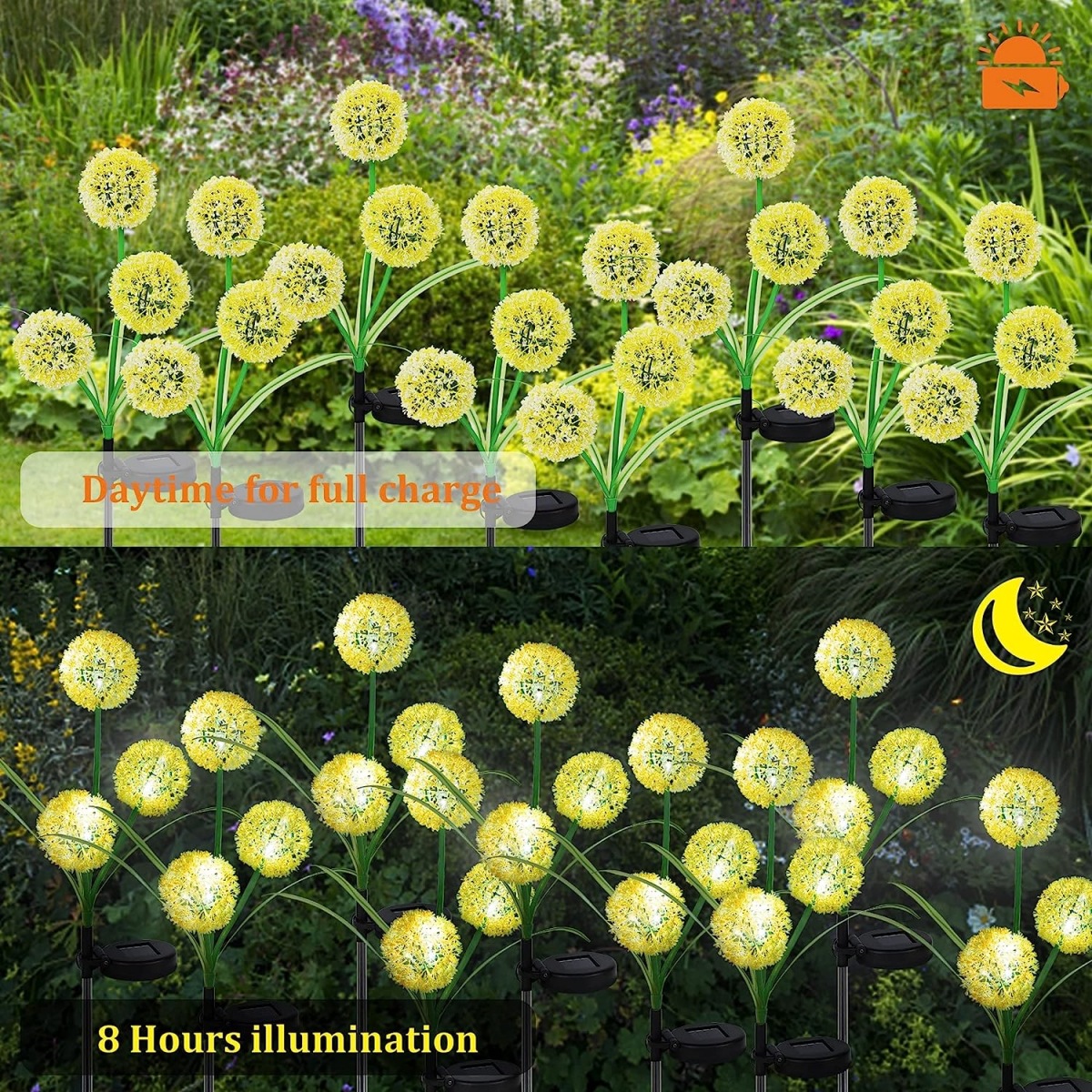 led solar dandelion light string, lawn light, ground insertion sunflower solar LED color light, outdoor decorative light string pic 18