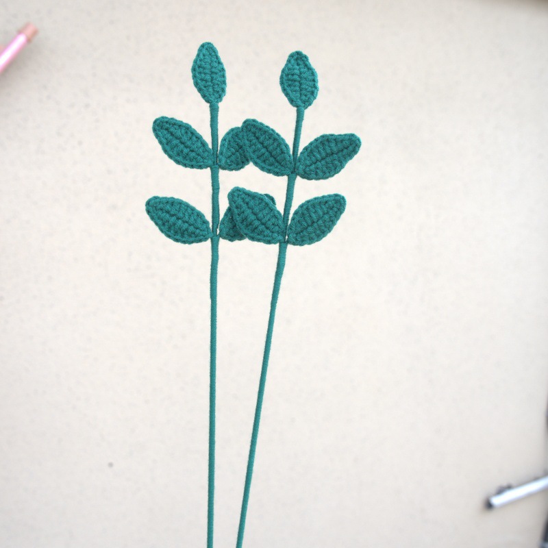 手工钩织花束配饰毛线编织四季叶子圣诞春节装饰批发宠物园艺蕨类植物详情5