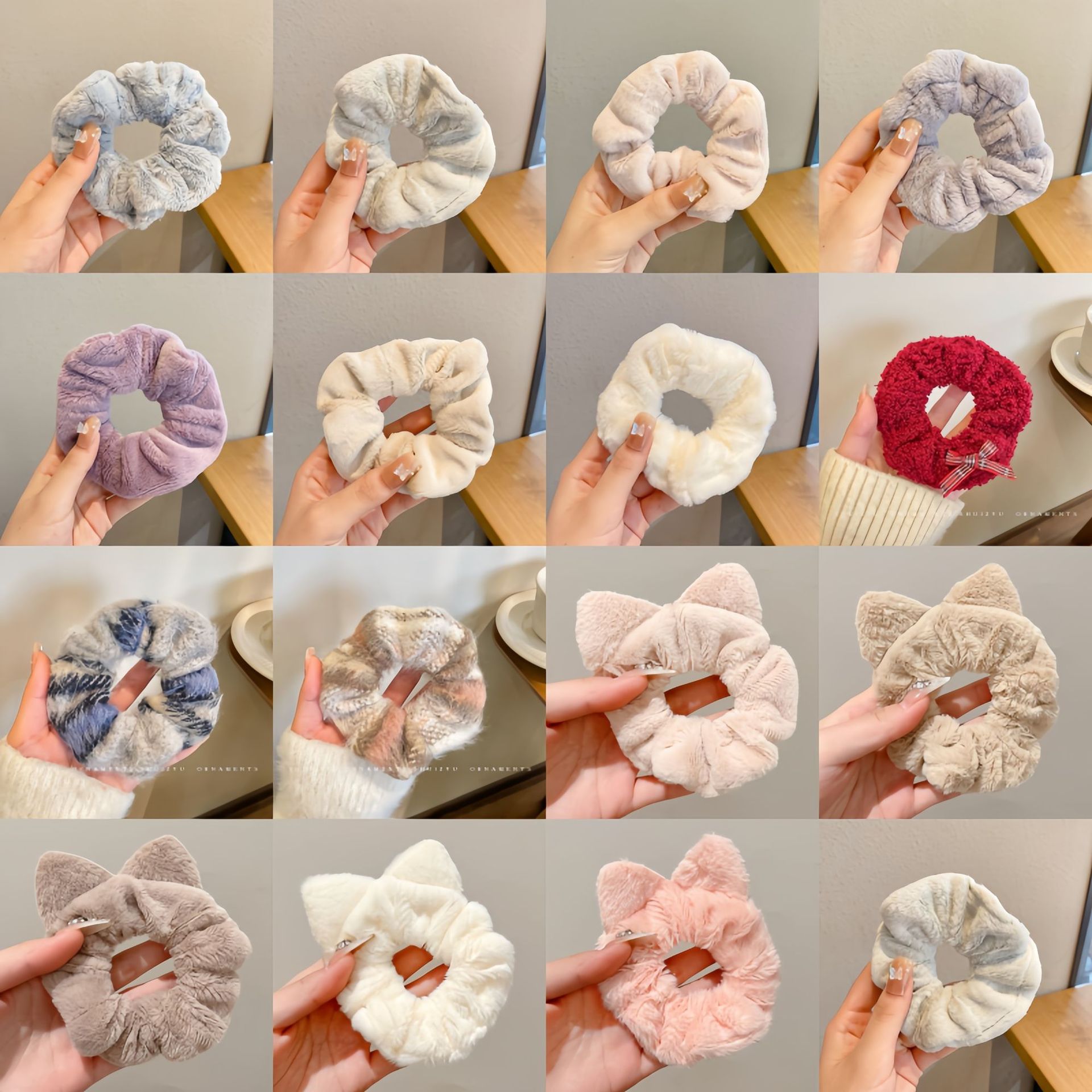 韩版秋冬毛绒大肠发圈女网红猪大肠发绳橡皮筋头饰发饰品头带详情6