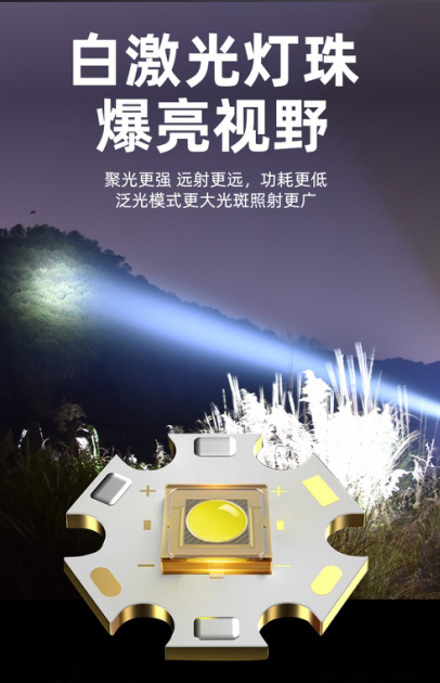 Multi-functional LED light, white laser flashlight, rechargeable telescopic zoom work light, outdoor internet-famous camping light pic 5