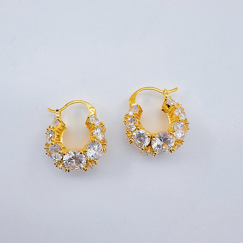 柏伶饰品网红高级感锆石圆环耳扣个性小众时尚百搭耳钉超闪耳环女详情6