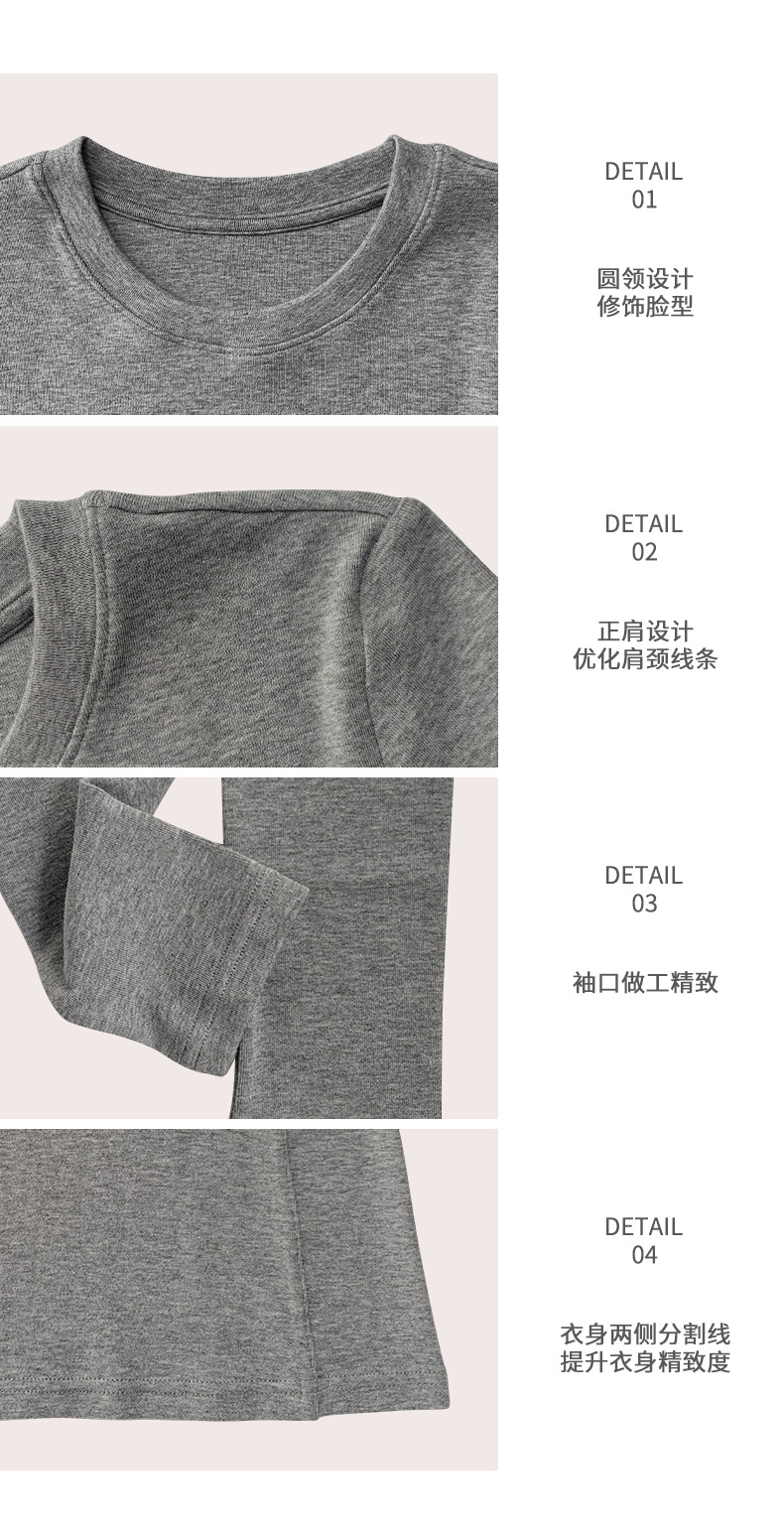 teeshe slimming Merino wool base shirt for women to look slimmer in autumn and winter, round-neck T-shirt with long sleeves, casual and versatile pic 3