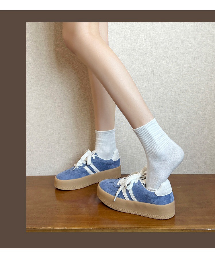 厚底拼色德训鞋女2025新款小个子增高百搭平底系带运动休闲阿甘鞋详情20