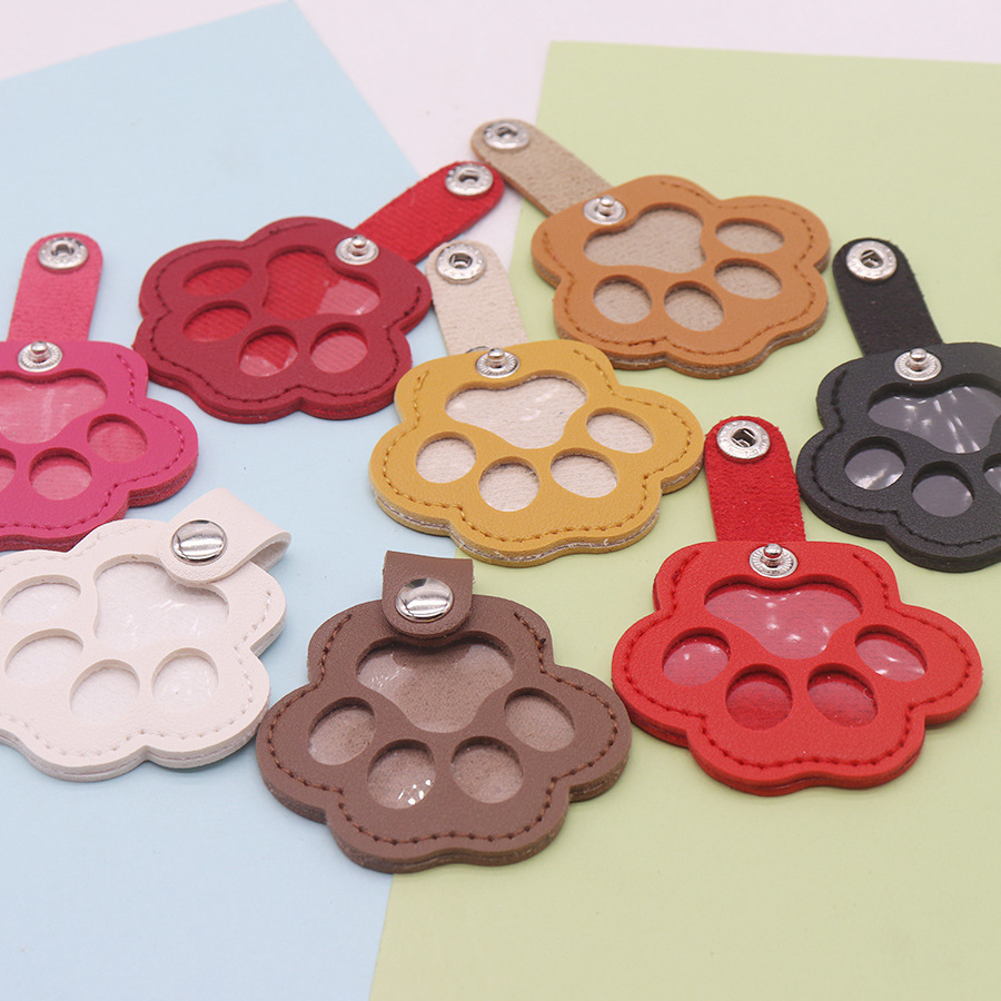 Paw print cat commemorative plate, popular pet dog hair portable keychain pendant, PU hair tag storage bag for pets pic 9