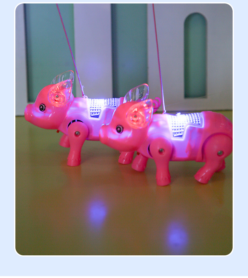 电动牵绳小猪 牵绳猪 牵绳小猪 电动发光音乐牵绳猪 儿童玩具批发详情7