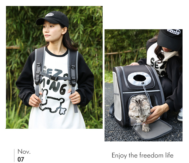 Pet bag for aviation, foldable cat bag, breathable, large-capacity cat and dog, outdoor travel pet backpack, double-shoulder cat bag pic 15