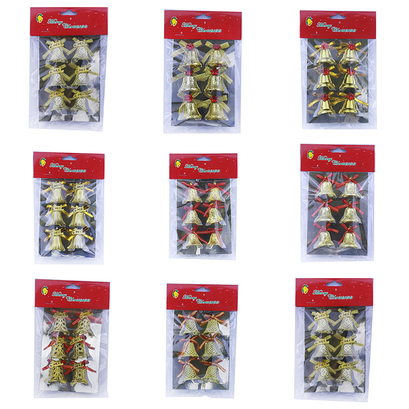3cm 6/卡圣诞树铃铛装饰挂件大圣诞铃铛装打粘字牌蝴蝶结厂家直销详情1