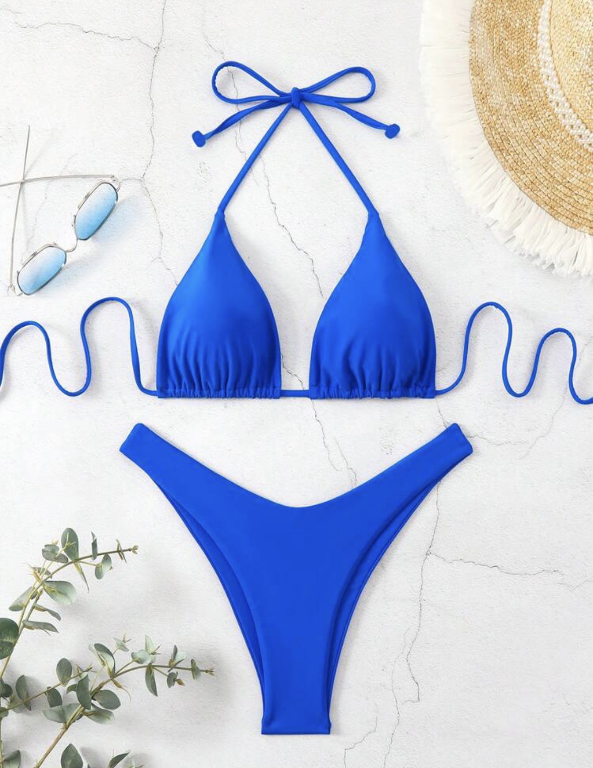 2026 New European and American strappy bikini swimsuit for women, solid color two-piece set, sexy split swimsuit cross-border pic 22