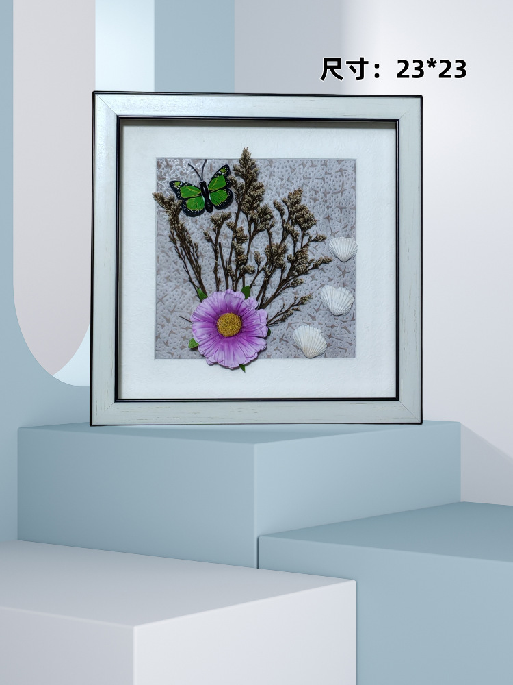 永生花DIY立体干花贴画相框墙壁挂画材料包手工装饰画 尺寸23*23详情5