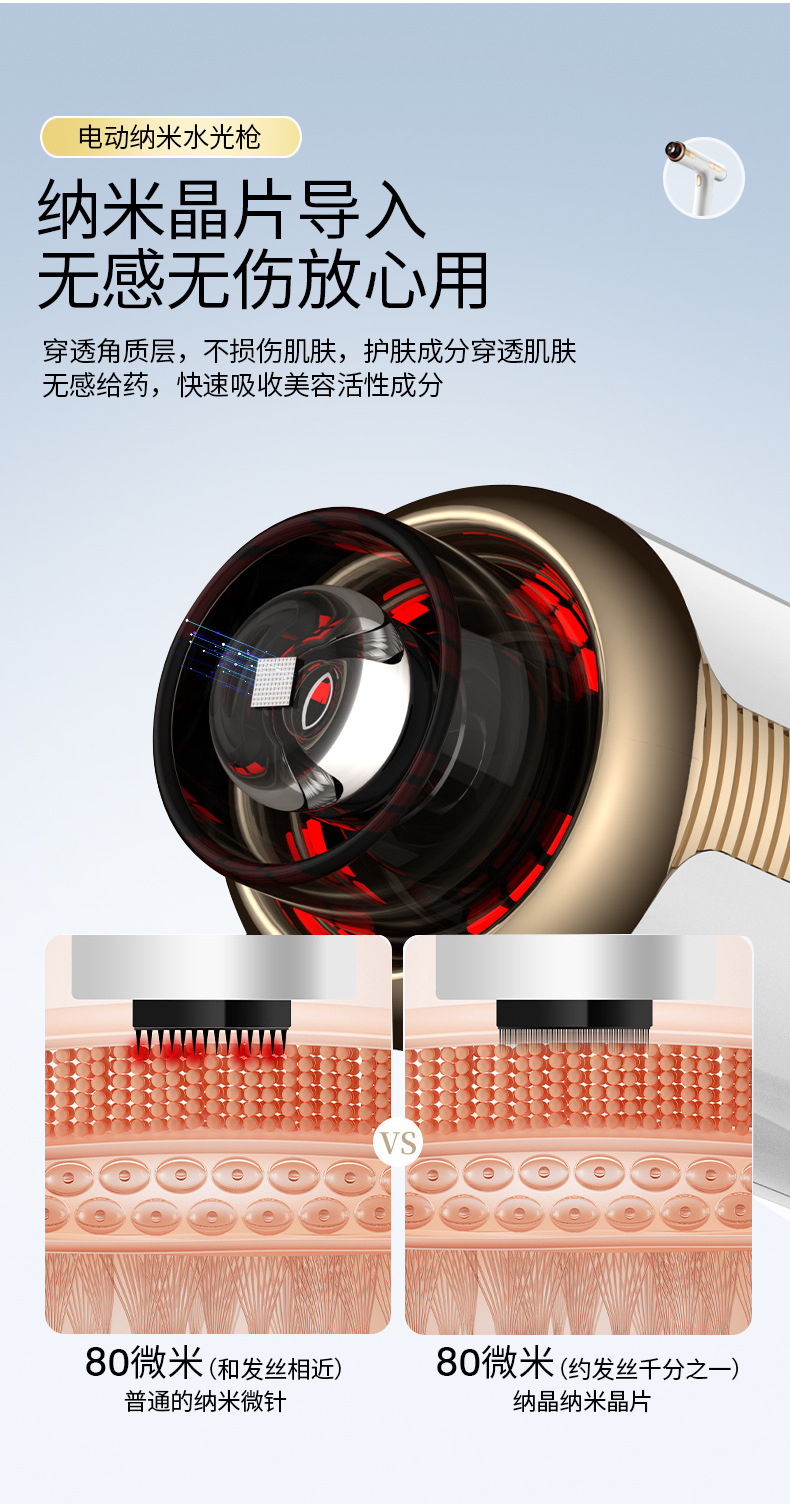 家用面部微晶纳米导入仪冻干粉精华纳米微针美容仪器红蓝光水光枪详情14
