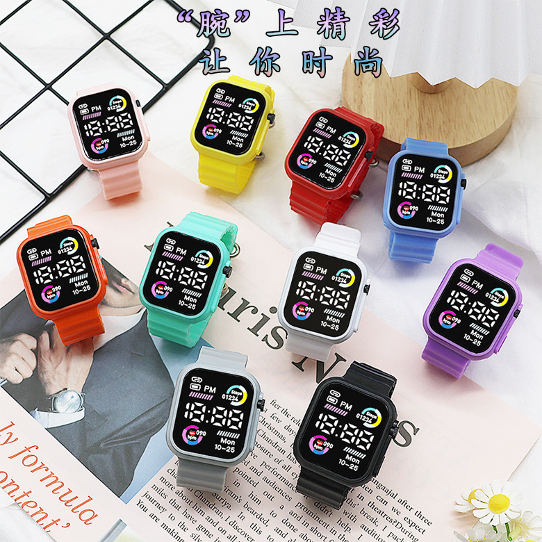 New fashionable and trendy couple LED electronic watch, with a unique and cool dual-color bezel ocean band student sports electronic pic 10