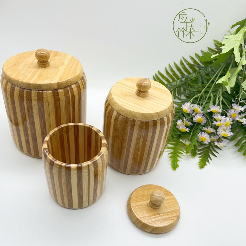 厂家直批天然竹制储存罐 多规格密封盒 带盖防灰尘茶叶罐 调味罐储物罐详情2