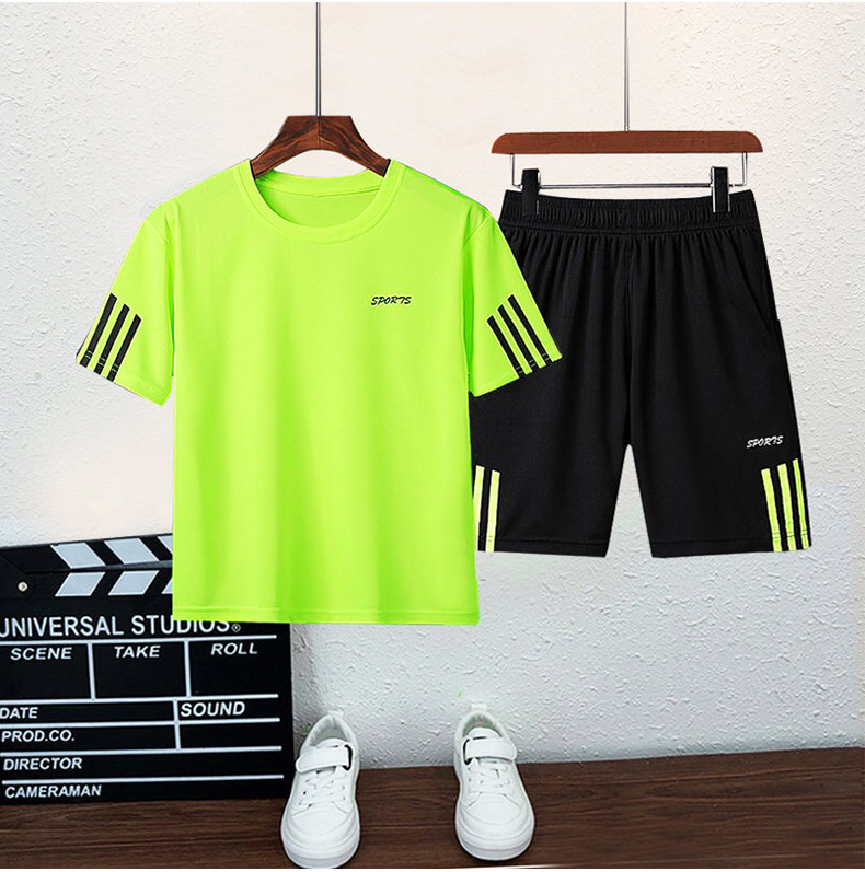 Summer quick-drying clothes for children and boys in foreign trade, short sleeves and shorts, new sporty and casual T-shirts, one-piece consignment pic 7