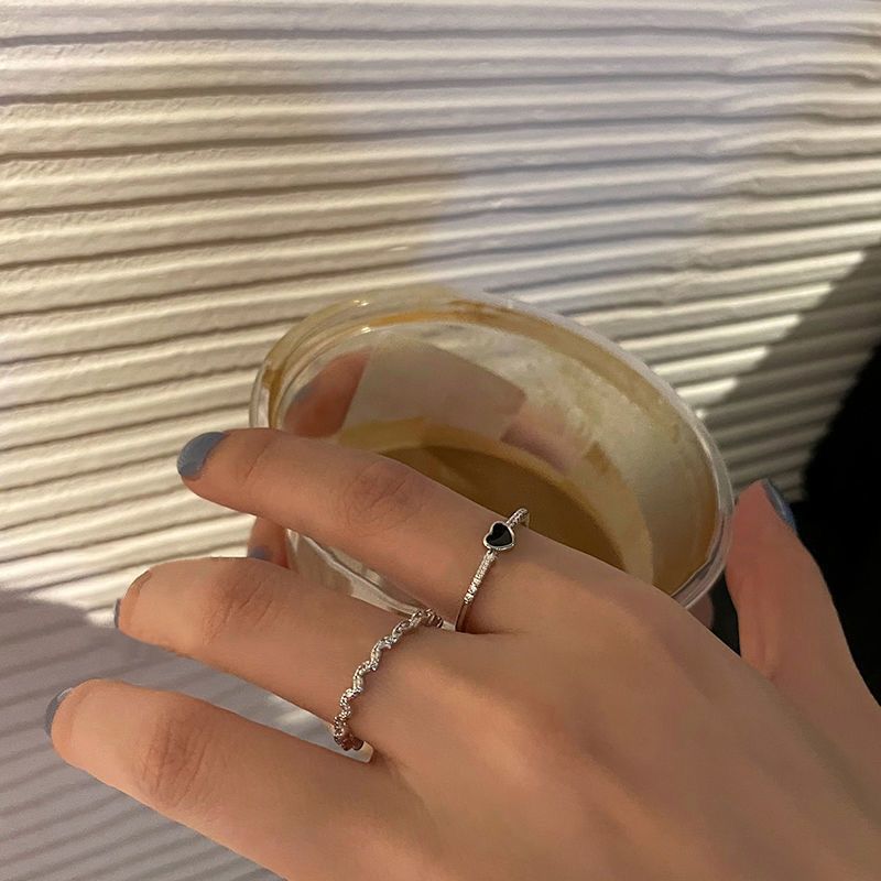 韩系ins高级爱心戒指女小众设计轻奢百搭冷淡风开口可调节食指戒详情3