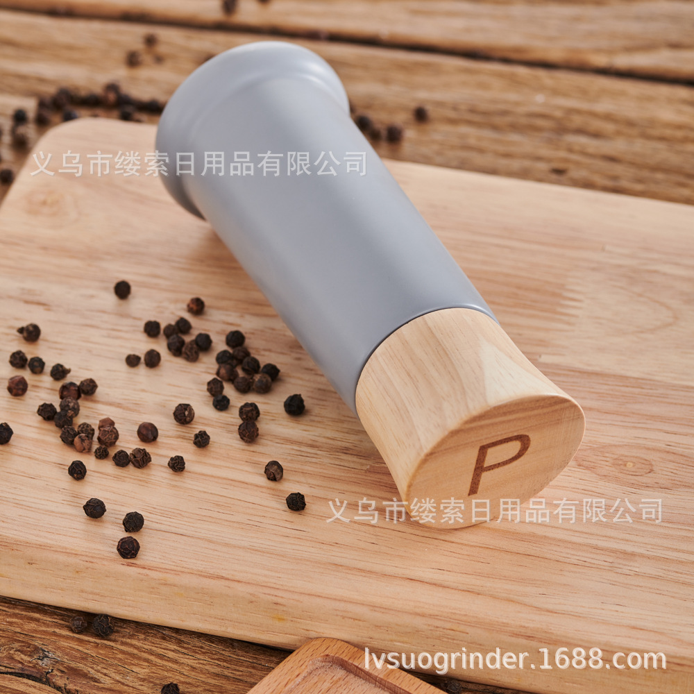 Cross-border set pepper grinder Manual pepper grinder reverse grinding core grinding wooden manual grinder pic 5