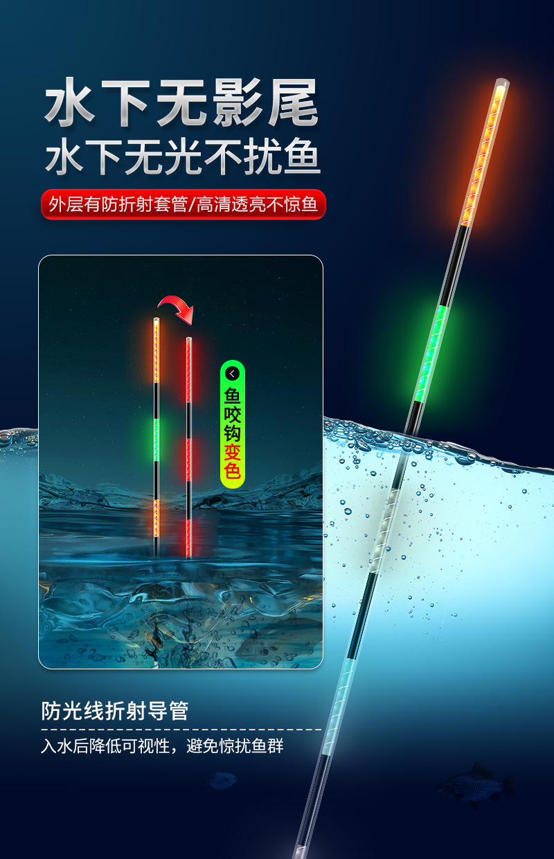 Luminous float bite hook color-changing float large object electronic float night fishing carp float super bright intelligent alarm fishing gear hard tail pic 20