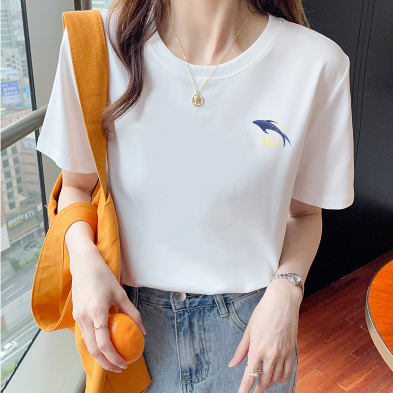 宽松纯棉短袖t恤女士夏装新款漂亮上衣设计感印花半袖女圆领夏季详情13