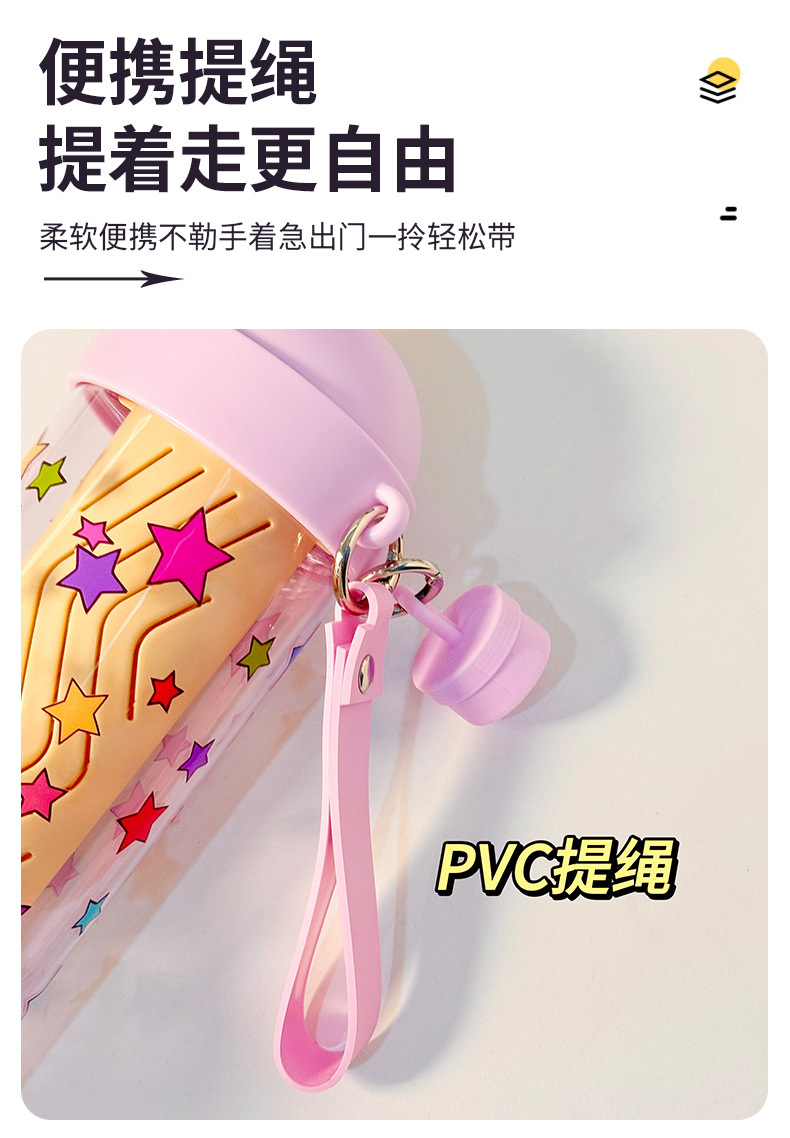 New Yebo plastic straw cup, cute cartoon TRitan water cup, student high appearance level tea and water separation double drinking cup pic 9