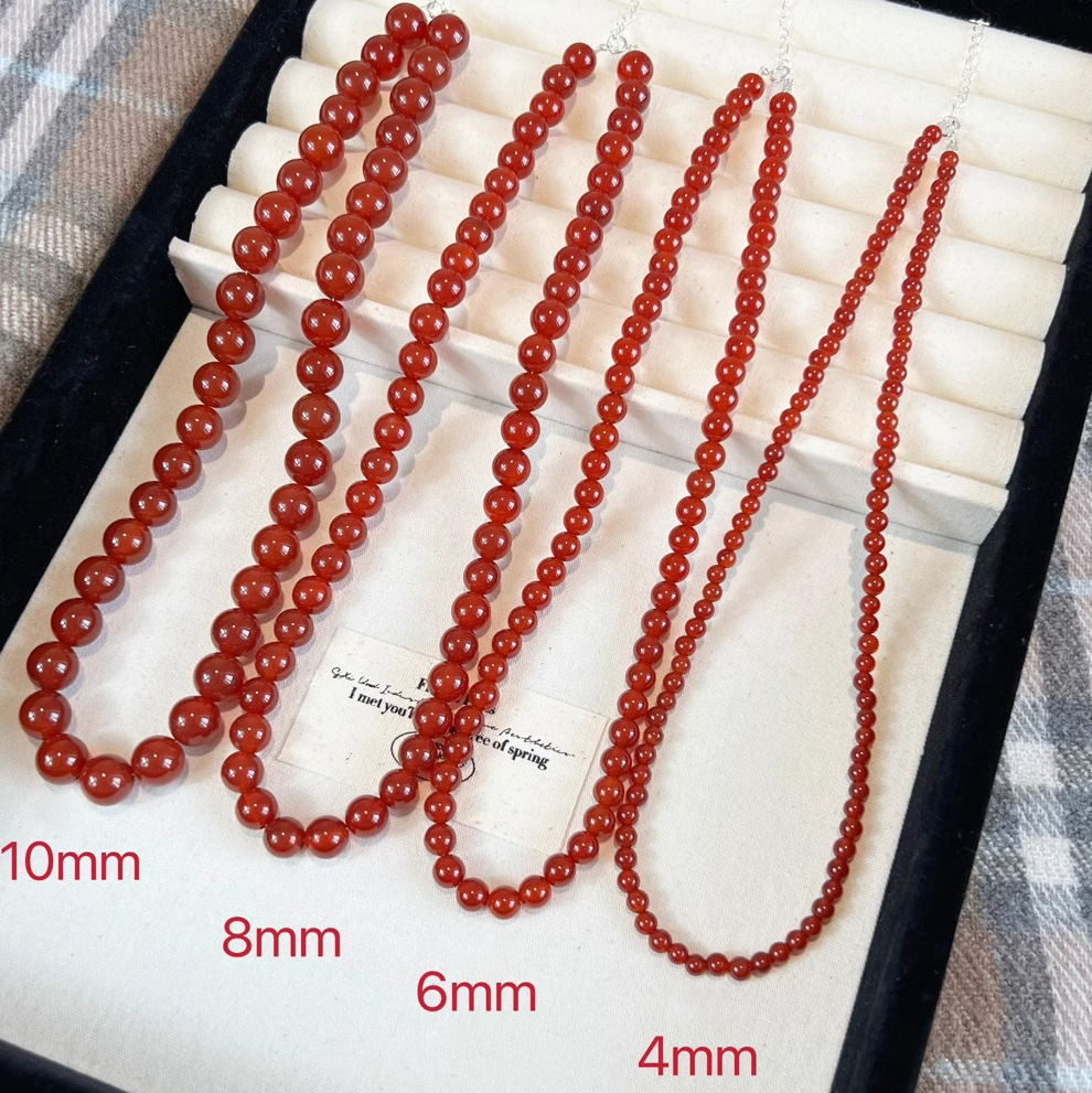 新款红玛瑙串珠项链女925纯银款高级感复古锁骨链ins博主同款项链详情6