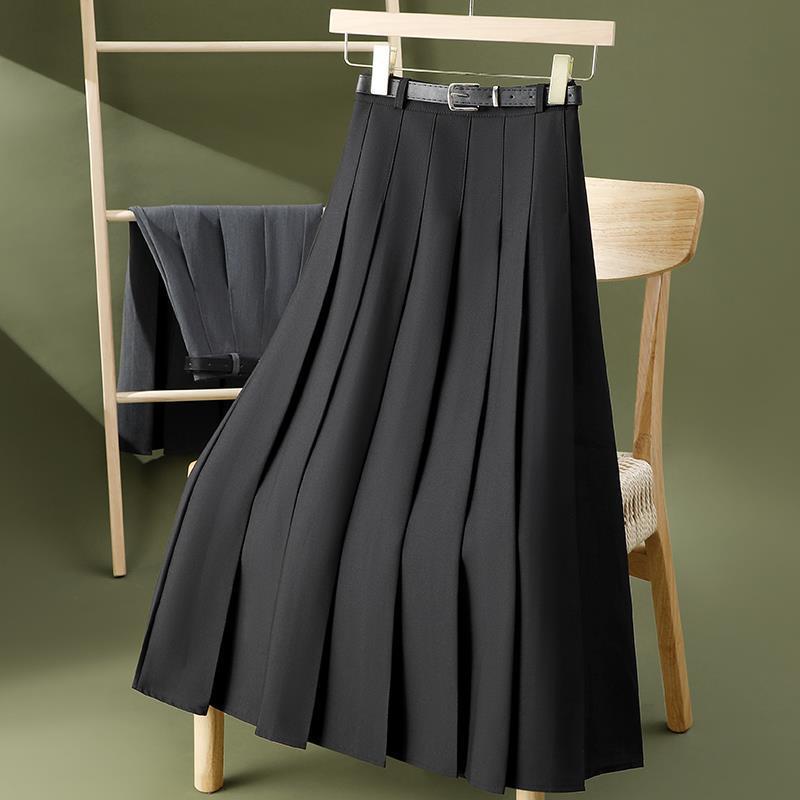 a new high-waisted, slimming, versatile mid-length A-line large-swing umbrella skirt with a flowing pleated skirt and suit skirt for women in summer pic 1