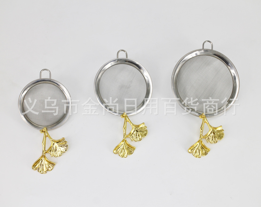 家用厨房奶茶豆浆蜂蜜超细糖筛杏叶柄不锈钢过滤网手持式面粉筛详情1