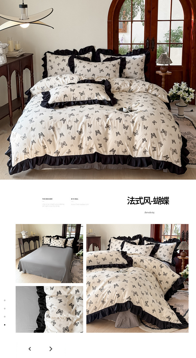 2025新款A类赫本风纯水洗棉花边四件套公主风三4件套单被套床笠款详情15