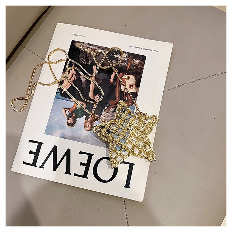 跨境2024夏新款小香风镂空金属星星包晚宴包单肩斜挎气质链条女包详情52