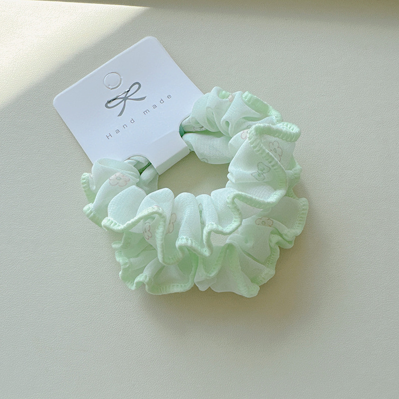 Two flower-patterned fabric ponytail hair bands for a cute and fresh girl, sweet and versatile, with lace small intestine loops and bun hair ties pic 8