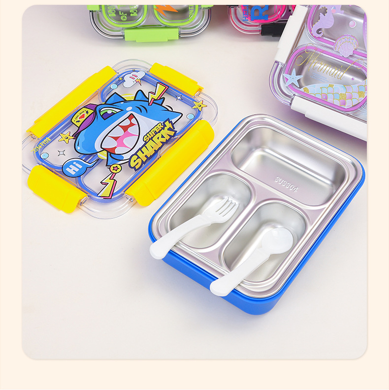 Korean-style cute cartoon stainless steel lunch boxes, microwave lunch boxes, sealed lunch boxes for male and female students, canteens and dormitories pic 9