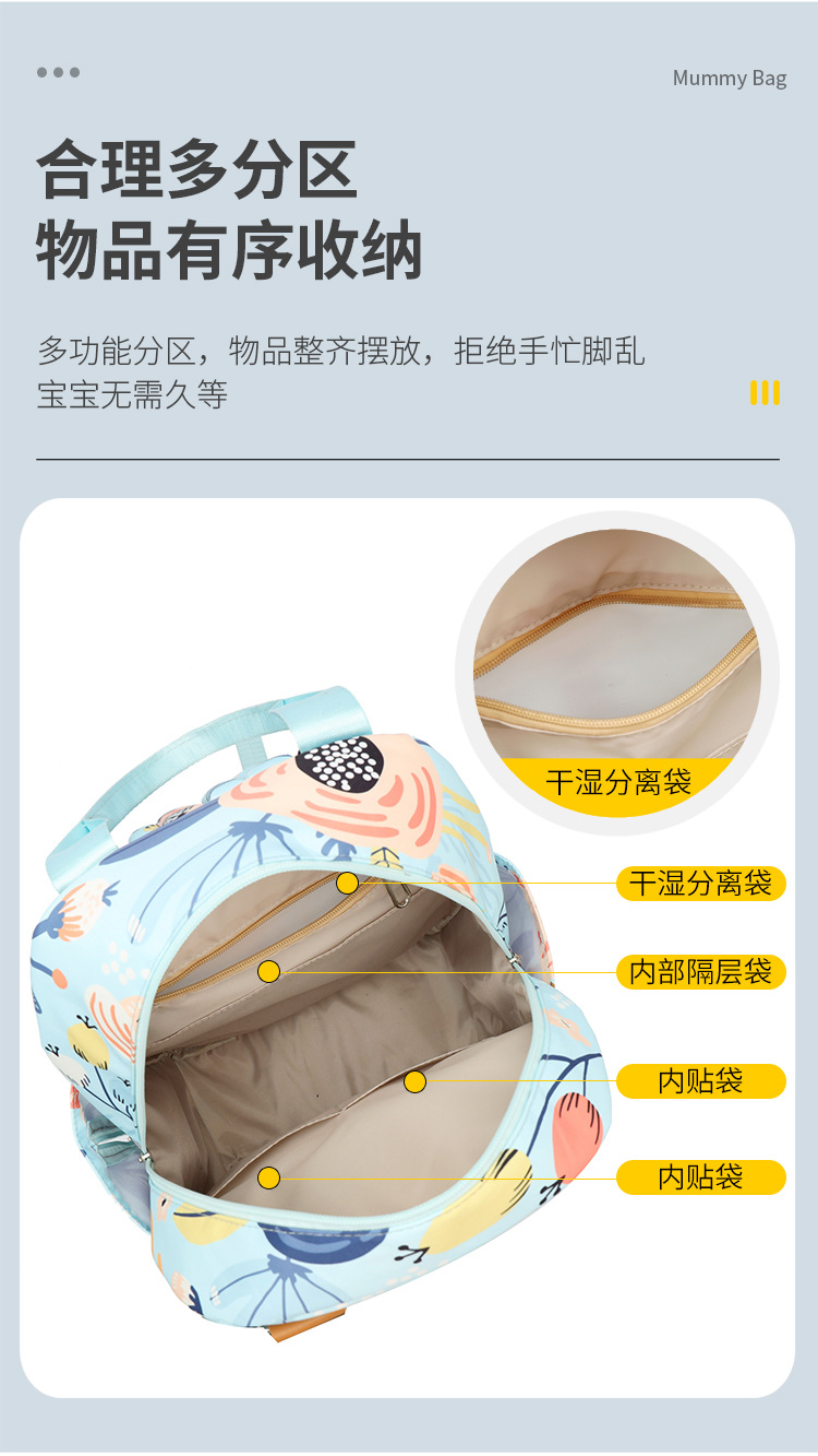 印花大容量外出双肩包时尚女背包婴儿奶瓶保温跨境热销母婴妈妈包详情6