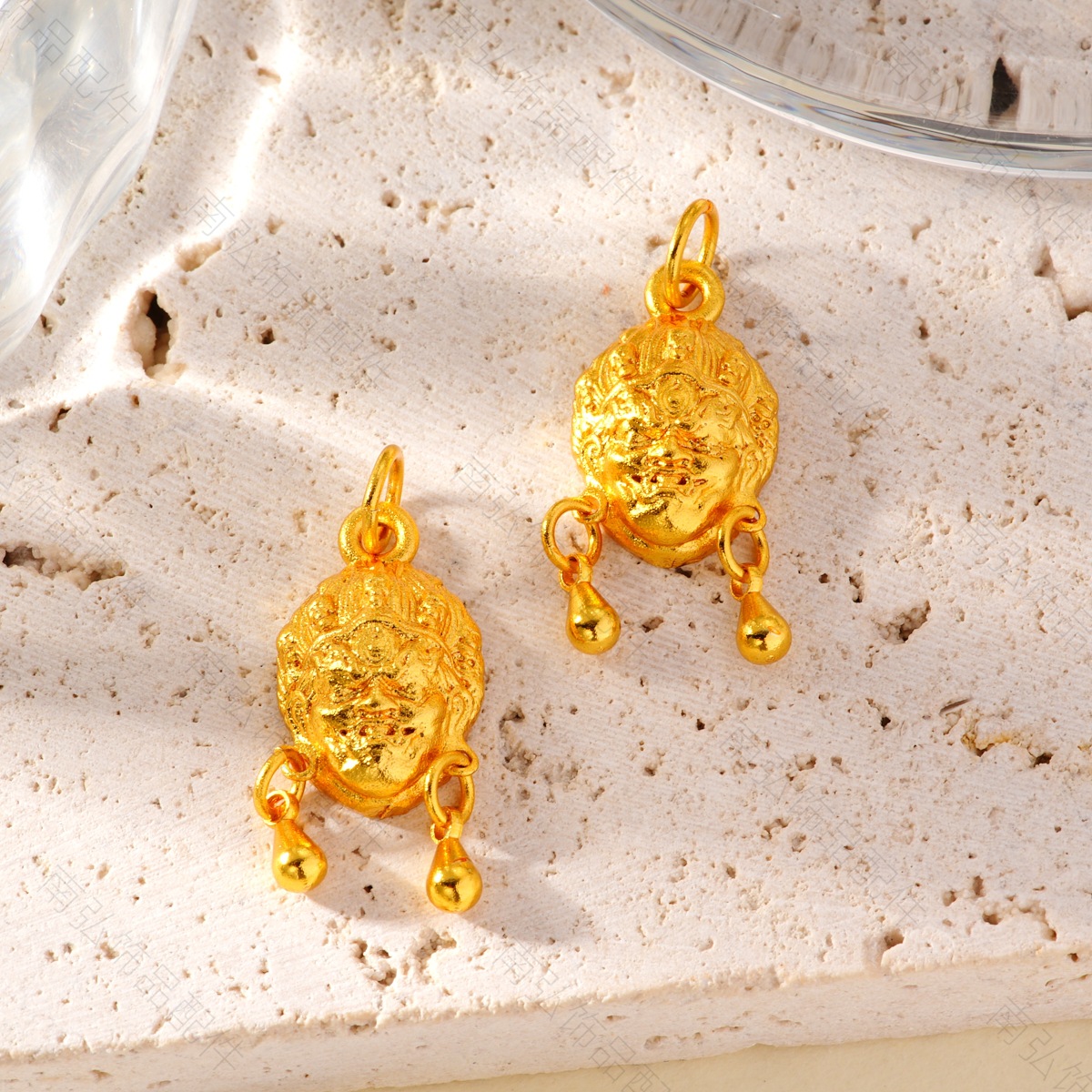 New ancient-style sand gold Zakiram Yellow God of Wealth six-character Mantra pendant, Chinese-style bracelet necklace DIY accessory matching pic 6