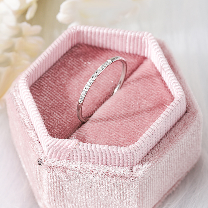 超闪线圈八粒钻戒女轻奢小众高级感叠戴钛钢不掉色极细素圈指环详情6