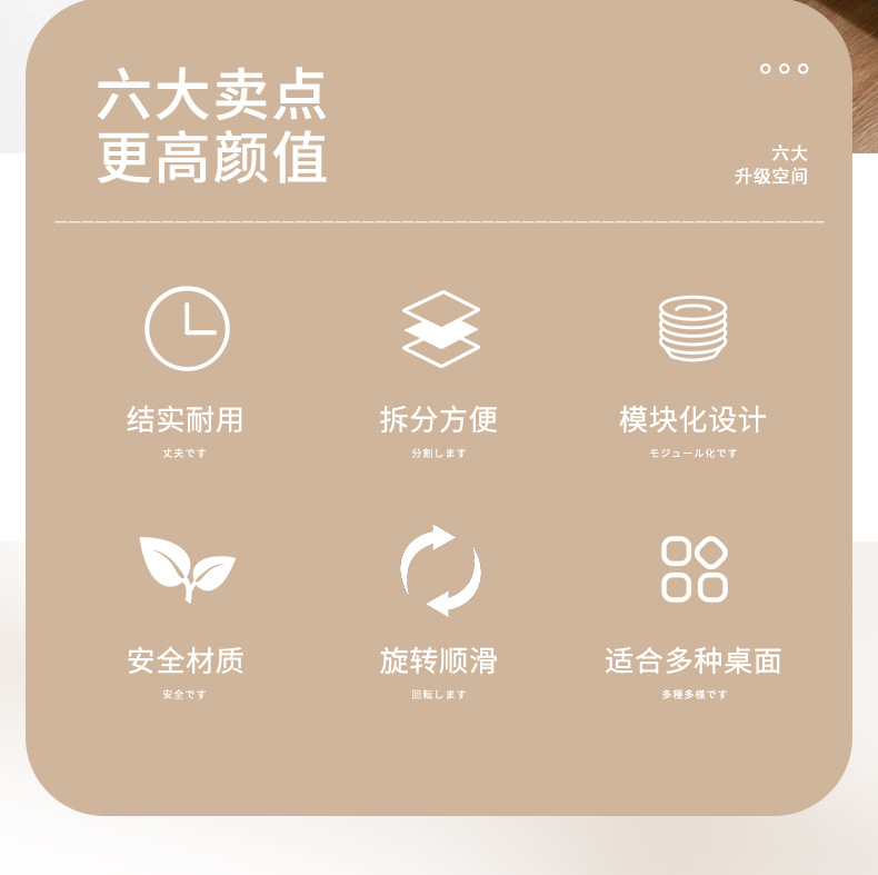 家用聚会长餐桌旋转盘多功能旋转火锅盘长方形圆形手动旋转餐盘详情2