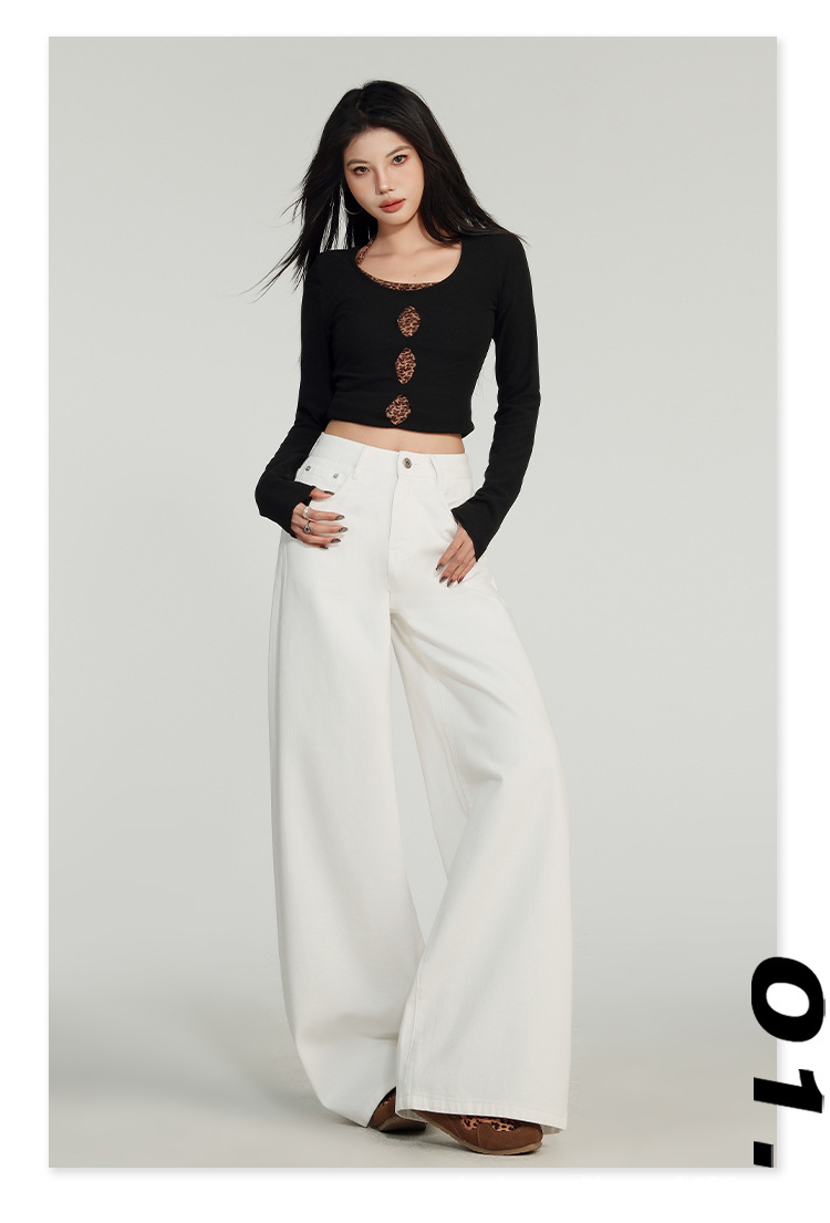 新塘牛仔之都新款白色牛仔裤女夏季宽松阔腿2025高腰显瘦春季垂感详情7