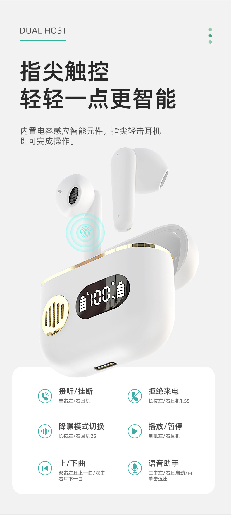 The new cross-border private mold TWS semi-in-ear wireless sports Bluetooth headphones YYK750 feature an ultra-long battery life and digital display pic 11